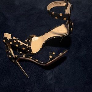Gianvito Rossi Black and Gold Polka Dot Heels